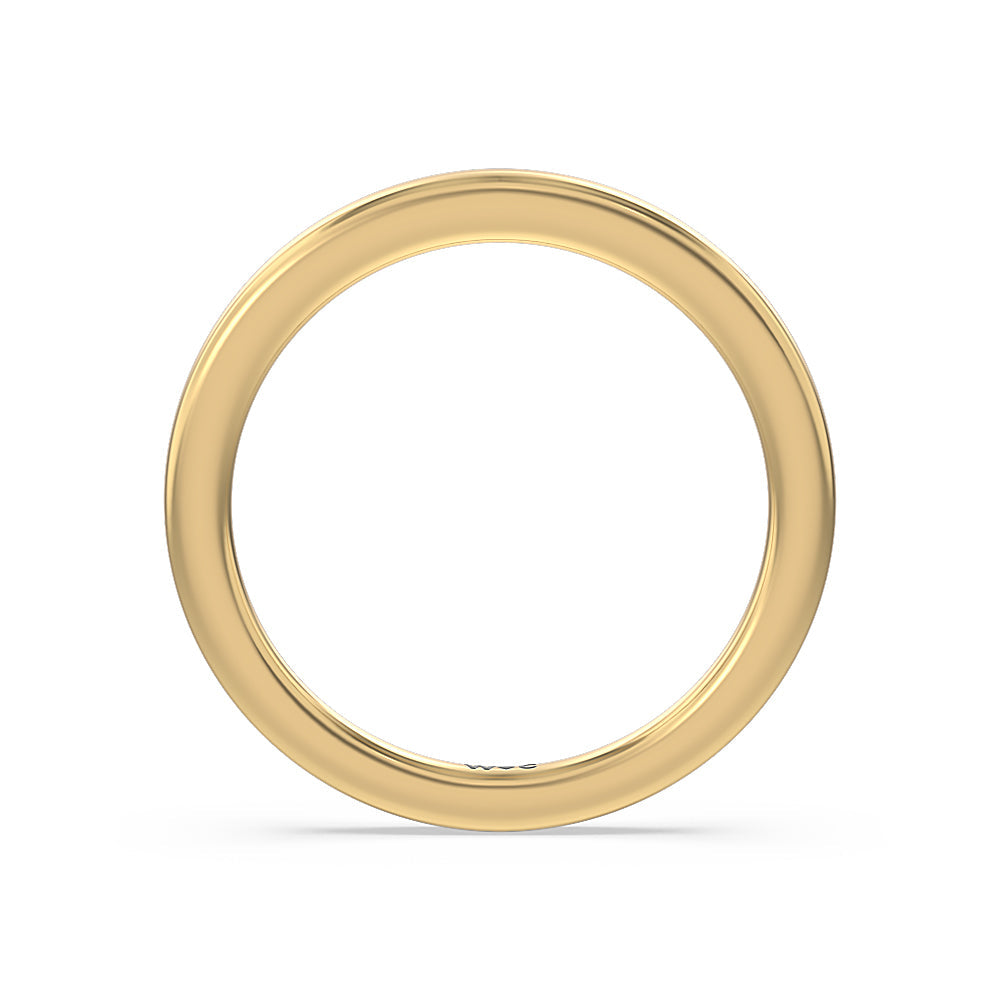 Aura Studded Crescent Shank Hidden Halo Solitaire Wedding Band with 18KT Yellow Gold Cut Diamond in 14KT Yellow Gold view 2
