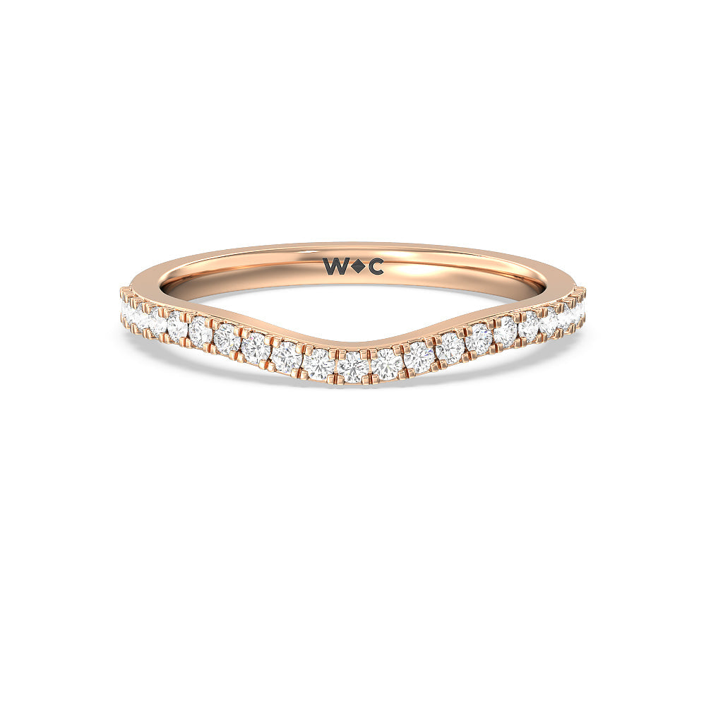 Elegant Three Stone Knife Edge Diamond Wedding Band with 18KT Rose Gold Cut Diamond in 14KT Rose Gold view 1
