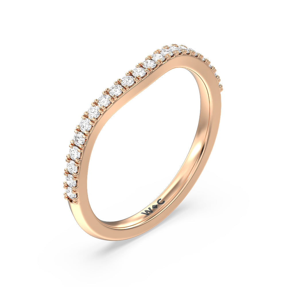 Elegant Three Stone Knife Edge Diamond Wedding Band with 18KT Rose Gold Cut Diamond in 14KT Rose Gold view 4
