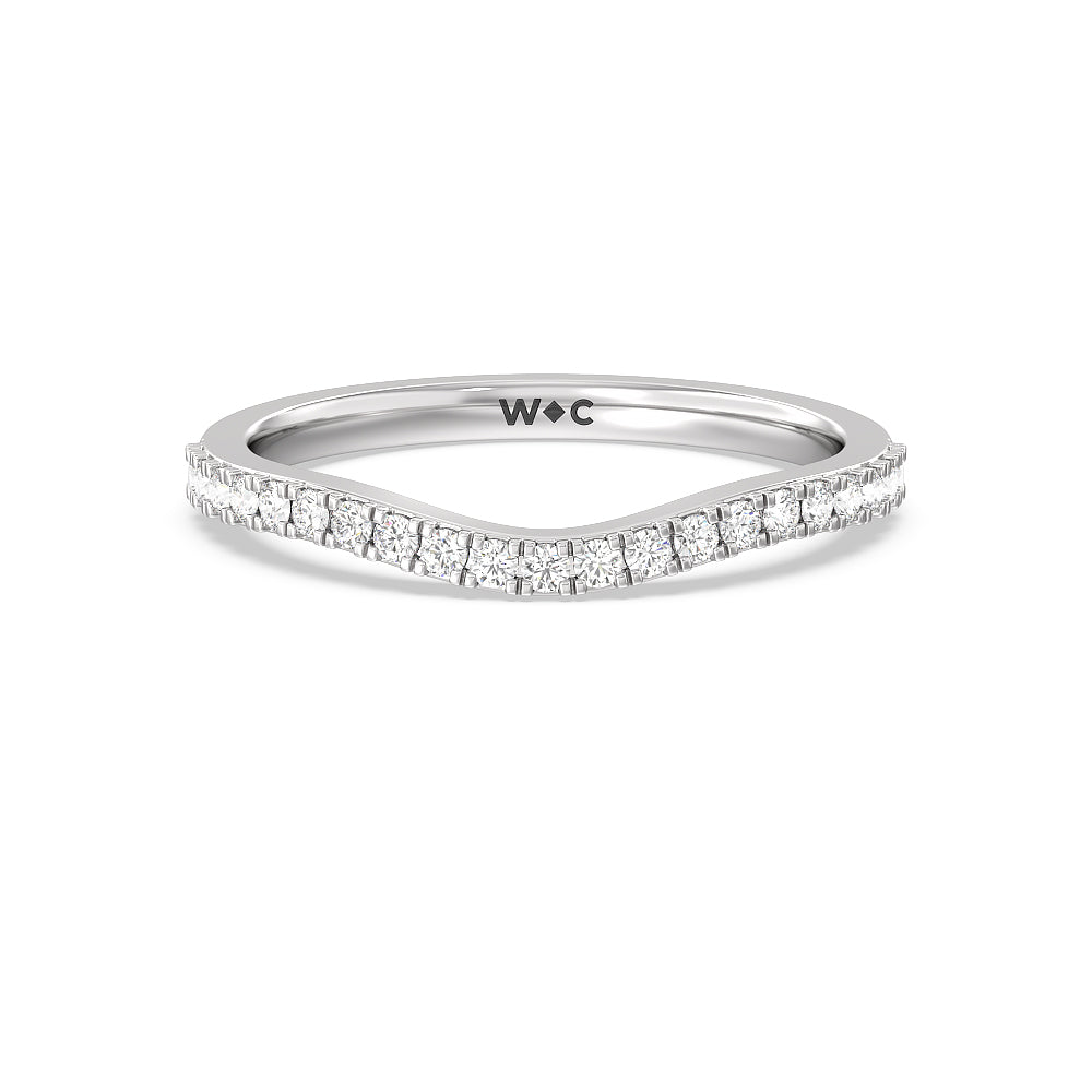 Elegant Three Stone Knife Edge Diamond Wedding Band with Platinum Cut Diamond in 14KT Platinum view 1

