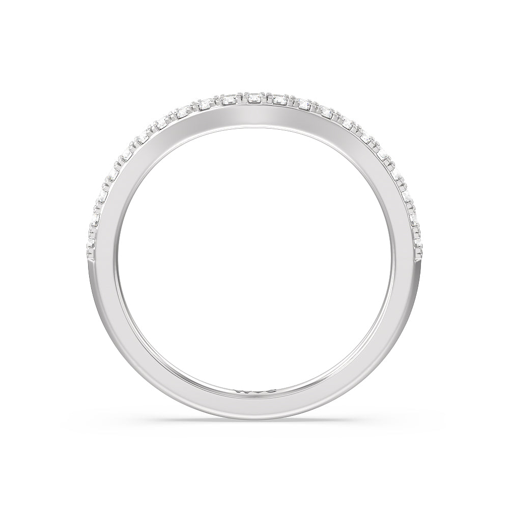 Elegant Three Stone Knife Edge Diamond Wedding Band with Platinum Cut Diamond in 14KT Platinum view 2
