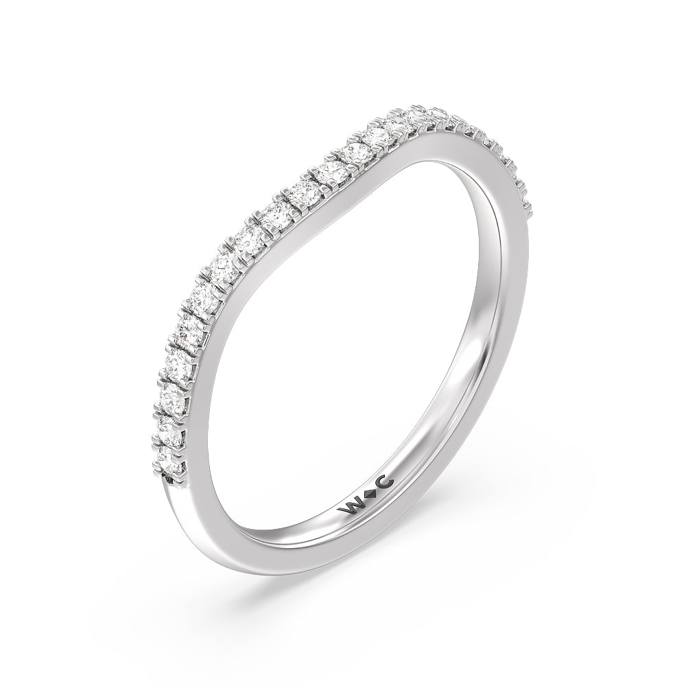 Elegant Three Stone Knife Edge Diamond Wedding Band with Platinum Cut Diamond in 14KT Platinum view 4
