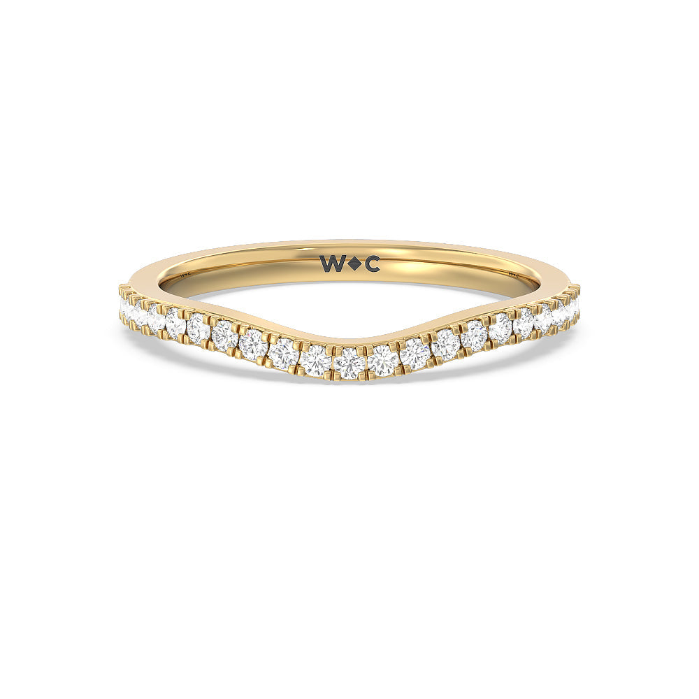Elegant Three Stone Knife Edge Diamond Wedding Band with 18KT Yellow Gold Cut Diamond in 14KT Yellow Gold view 1
