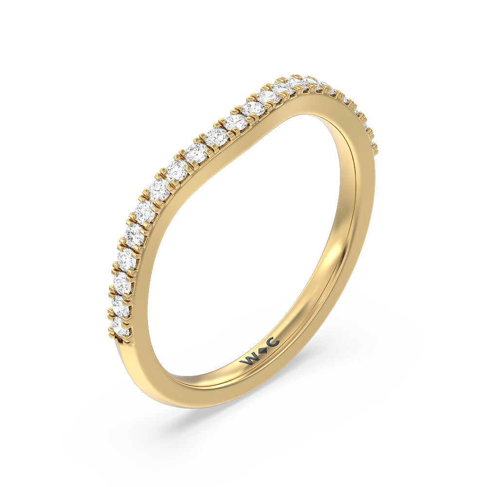 Elegant Three Stone Knife Edge Diamond Wedding Band with 18KT Yellow Gold Cut Diamond in 14KT Yellow Gold view 4

