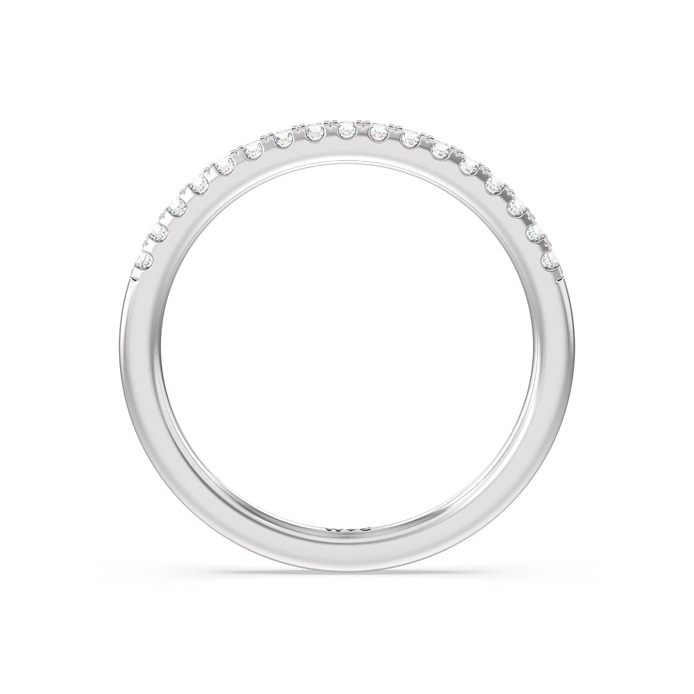 Arc Hidden Halo Diamond Wedding Band Size 4.75 with 14KT White Gold Cut Diamond in 14KT White Gold view 2
