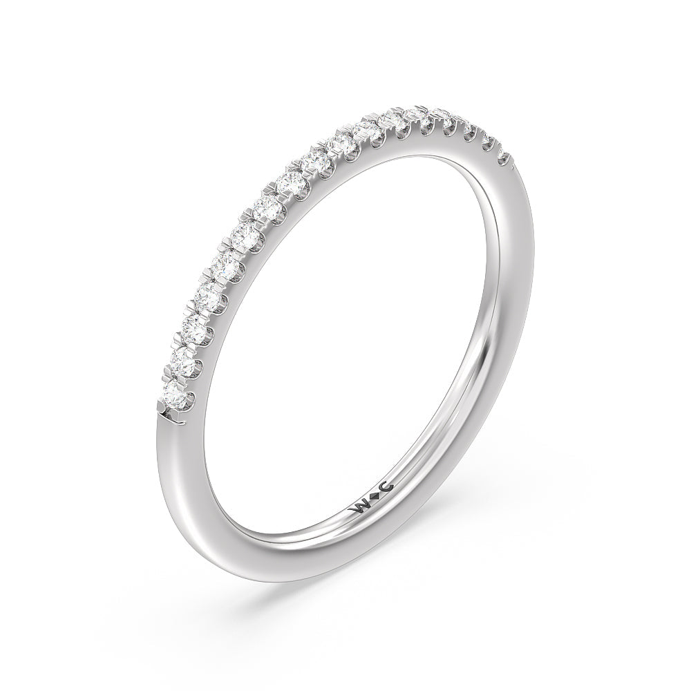 Arc Hidden Halo Diamond Wedding Band Size 4.75 with 14KT White Gold Cut Diamond in 14KT White Gold view 4
