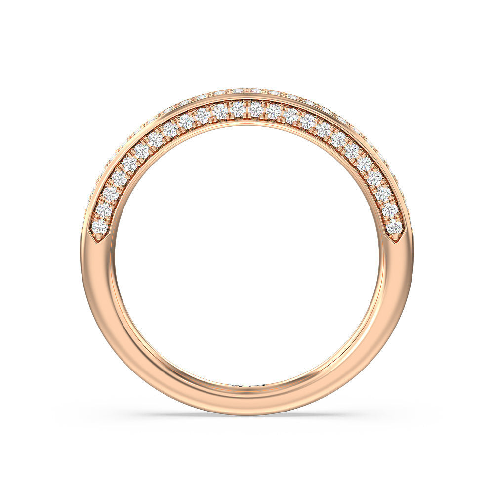 Aura Hidden Accent Pinched Shank Solitaire Diamond Wedding Band with 18KT Rose Gold Cut Diamond in 14KT Rose Gold view 2

