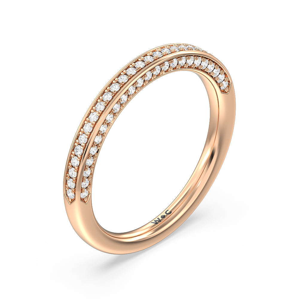 Aura Hidden Accent Pinched Shank Solitaire Diamond Wedding Band with 18KT Rose Gold Cut Diamond in 14KT Rose Gold view 4
