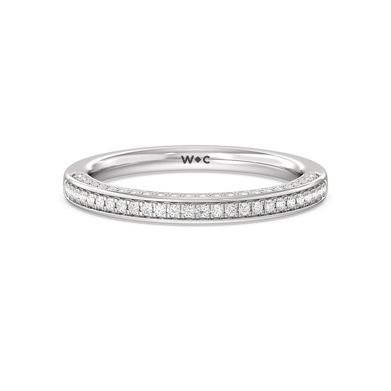 Aura Hidden Accent Pinched Shank Solitaire Diamond Wedding Band