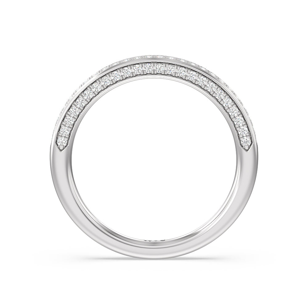 Aura Hidden Accent Pinched Shank Solitaire Diamond Wedding Band with Platinum Cut Diamond in 14KT Platinum view 2
