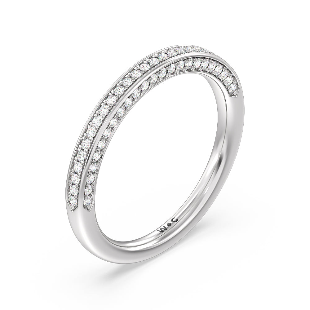 Aura Hidden Accent Pinched Shank Solitaire Diamond Wedding Band with Platinum Cut Diamond in 14KT Platinum view 4
