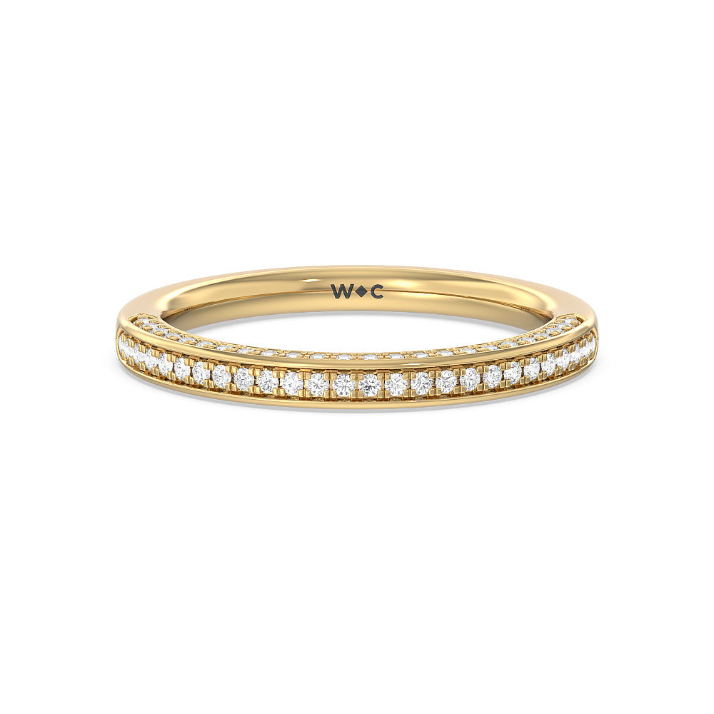 Aura Hidden Accent Pinched Shank Solitaire Diamond Wedding Band with 18KT Yellow Gold Cut Diamond in 14KT Yellow Gold view 1
