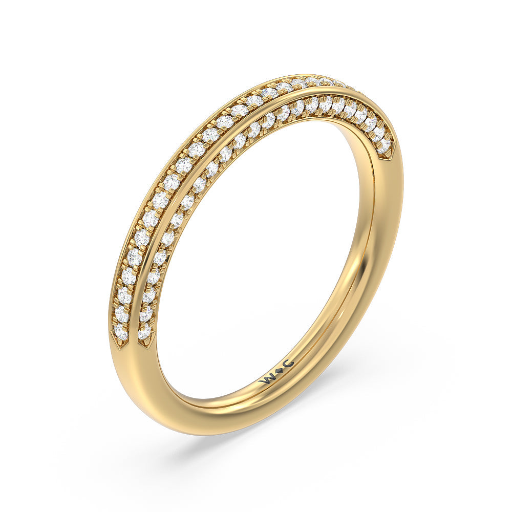 Aura Hidden Accent Pinched Shank Solitaire Diamond Wedding Band with 18KT Yellow Gold Cut Diamond in 14KT Yellow Gold view 4
