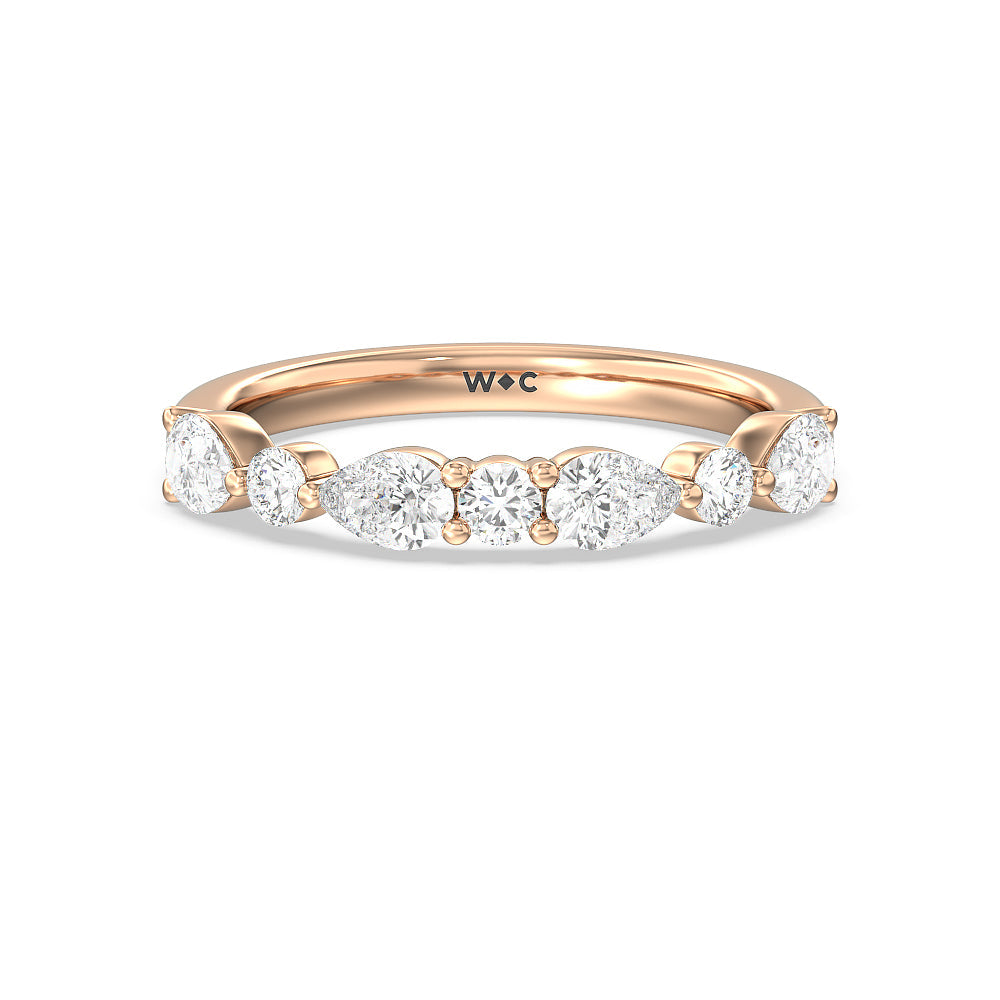 Glamorous Fancy Side Stone Hidden Halo Diamond Wedding Band with 18KT Rose Gold Cut Diamond in 14KT Rose Gold view 1
