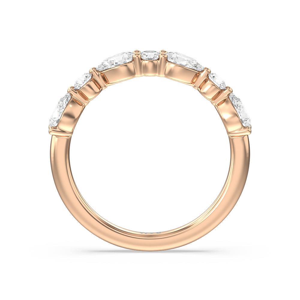 Glamorous Fancy Side Stone Hidden Halo Diamond Wedding Band with 18KT Rose Gold Cut Diamond in 14KT Rose Gold view 2

