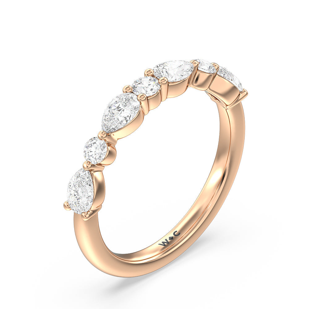 Glamorous Fancy Side Stone Hidden Halo Diamond Wedding Band with 18KT Rose Gold Cut Diamond in 14KT Rose Gold view 4
