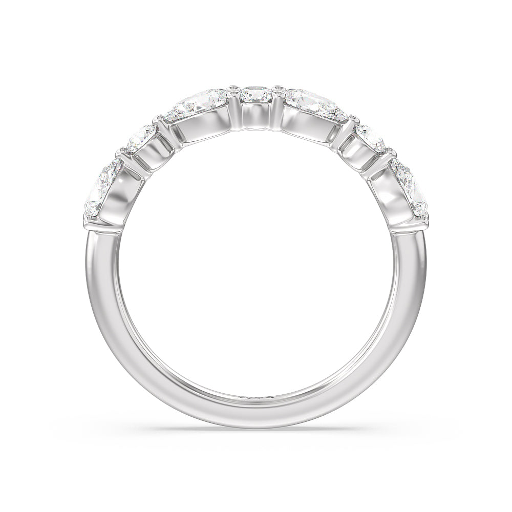 Glamorous Fancy Side Stone Hidden Halo Diamond Wedding Band with Platinum Cut Diamond in 14KT Platinum view 2

