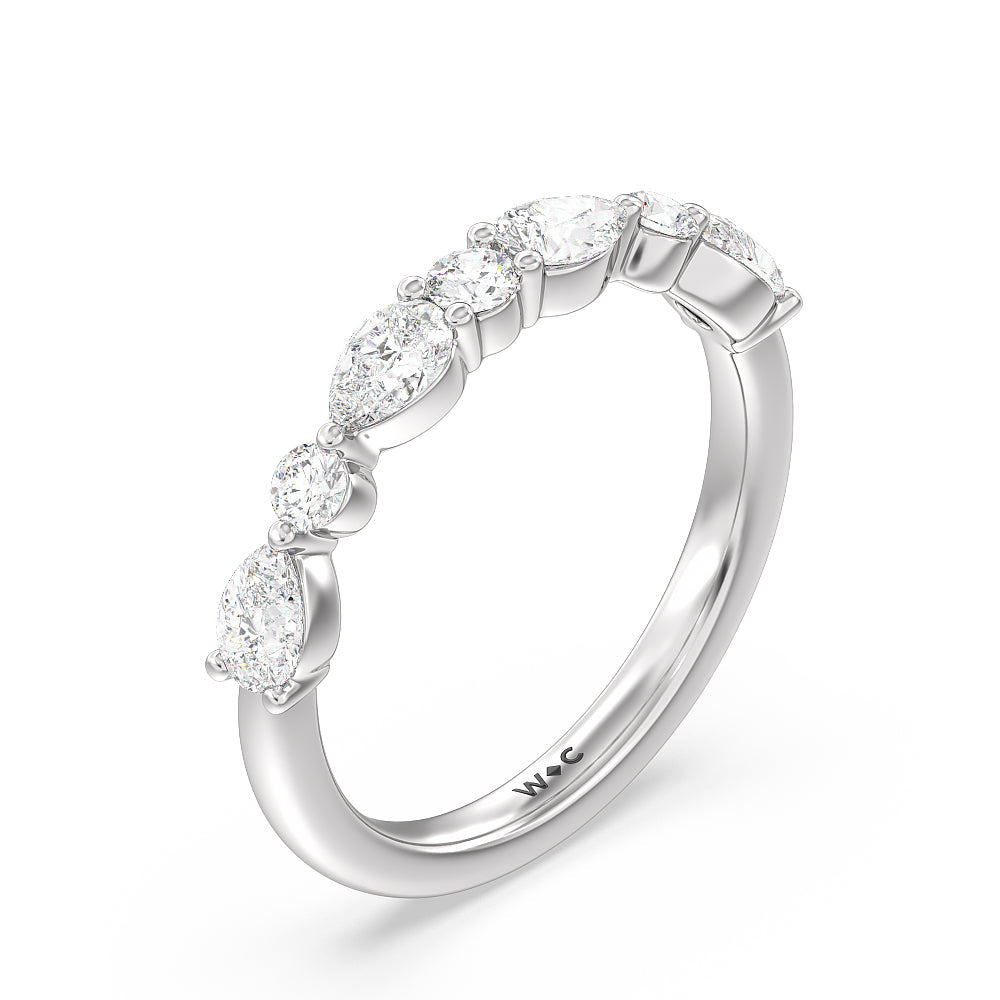 Glamorous Fancy Side Stone Hidden Halo Diamond Wedding Band with Platinum Cut Diamond in 14KT Platinum view 4
