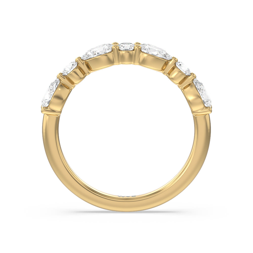 Glamorous Fancy Side Stone Hidden Halo Diamond Wedding Band with 18KT Yellow Gold Cut Diamond in 14KT Yellow Gold view 2
