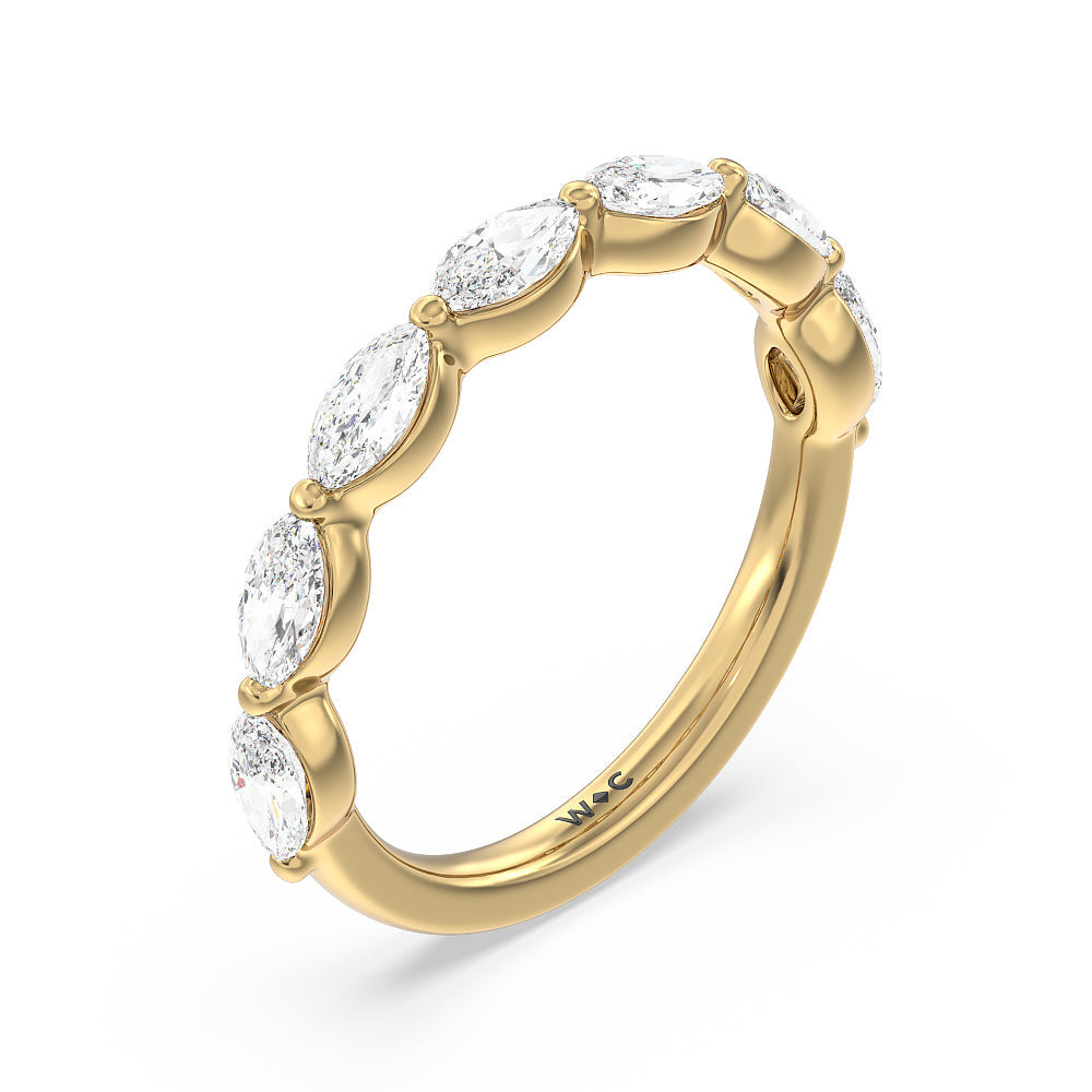 Glamorous Marquise Side Stone Solitaire Diamond Wedding Band with 18KT Yellow Gold Cut Diamond in 14KT Yellow Gold view 4

