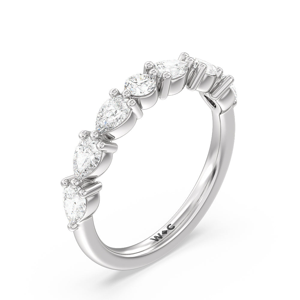 Glamorous Pear Side Stone Solitaire Diamond Wedding Band with Platinum Cut Diamond in 14KT Platinum view 4
