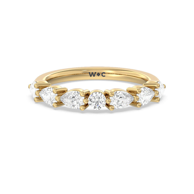 Glamorous Pear Side Stone Solitaire Diamond Wedding Band