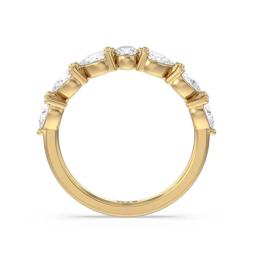Glamorous Pear Side Stone Solitaire Diamond Wedding Band with 18KT Yellow Gold Cut Diamond in 14KT Yellow Gold view 2
