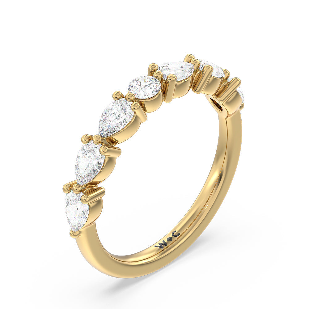 Glamorous Pear Side Stone Solitaire Diamond Wedding Band with 18KT Yellow Gold Cut Diamond in 14KT Yellow Gold view 4
