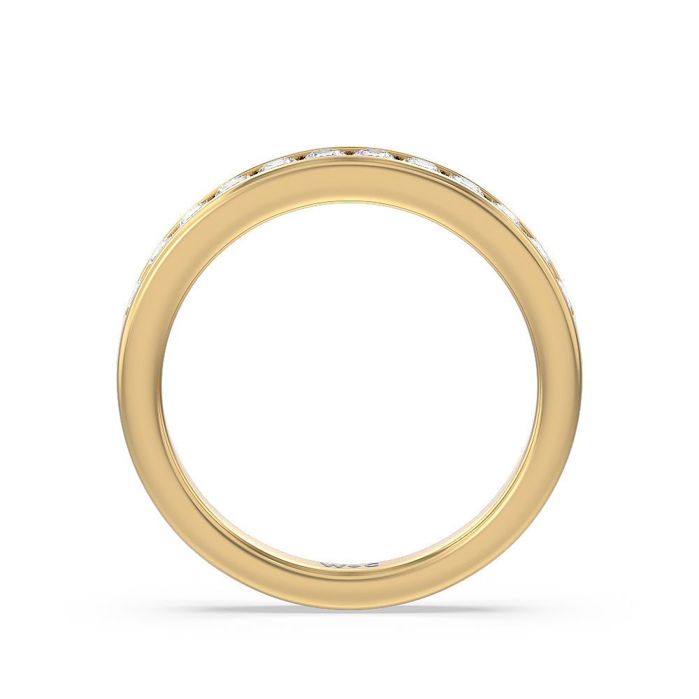 Six Prong Channel Set Solitaire Diamond Wedding Band with 18KT Yellow Gold Cut Diamond in 14KT Yellow Gold view 2
