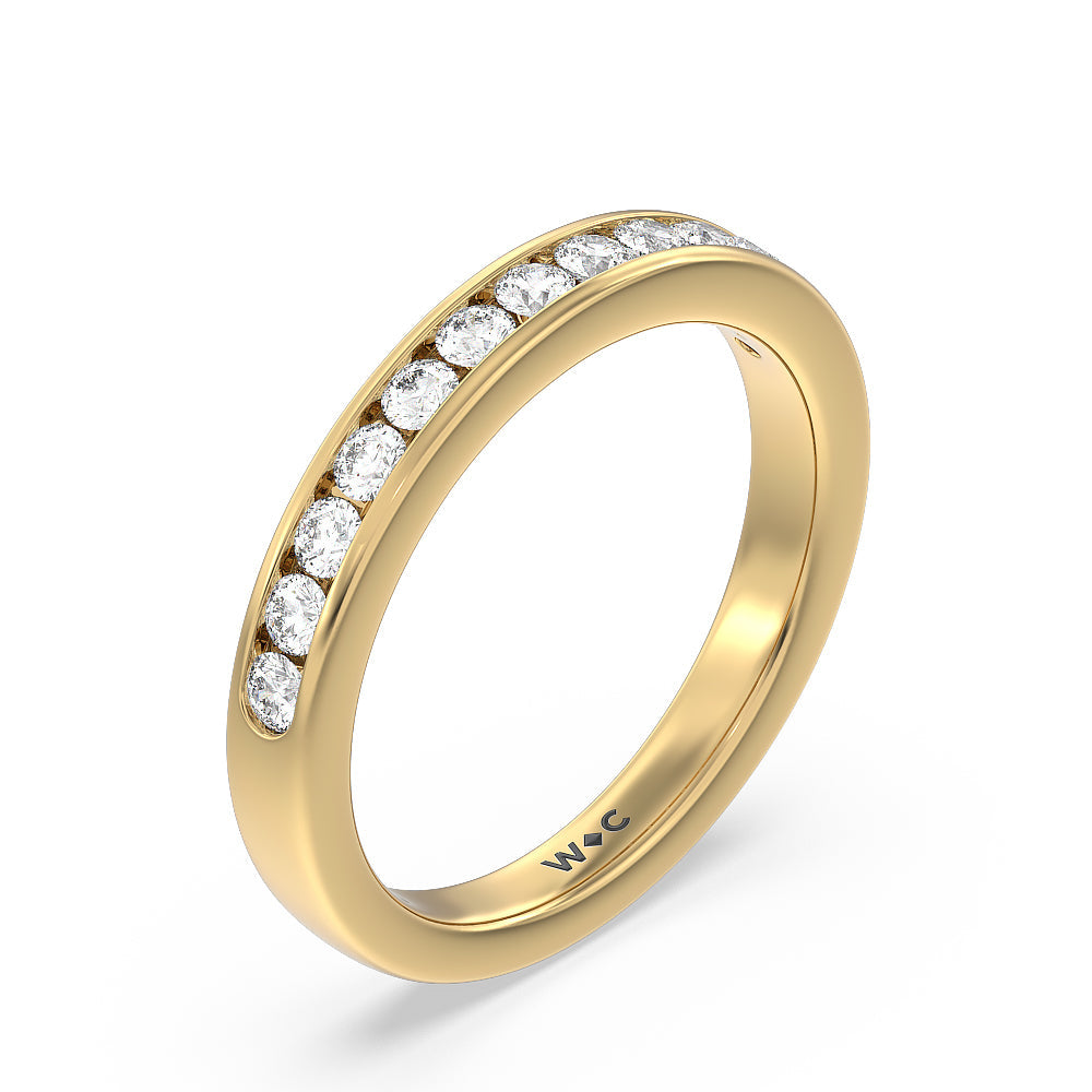 Six Prong Channel Set Solitaire Diamond Wedding Band with 18KT Yellow Gold Cut Diamond in 14KT Yellow Gold view 4
