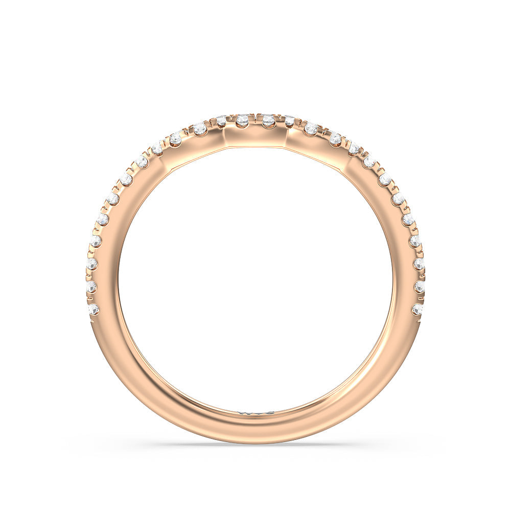 Pear Three Stone Pave Diamond Wedding Band with 18KT Rose Gold Cut Diamond in 14KT Rose Gold view 2
