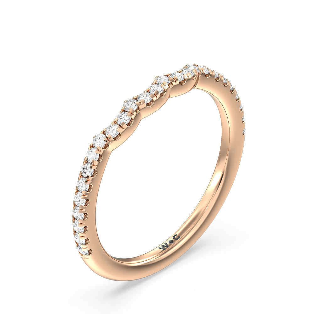 Pear Three Stone Pave Diamond Wedding Band with 18KT Rose Gold Cut Diamond in 14KT Rose Gold view 4
