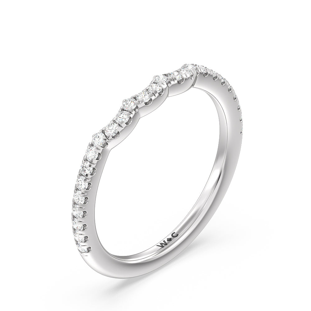 Pear Three Stone Pave Diamond Wedding Band with Platinum Cut Diamond in 14KT Platinum view 4
