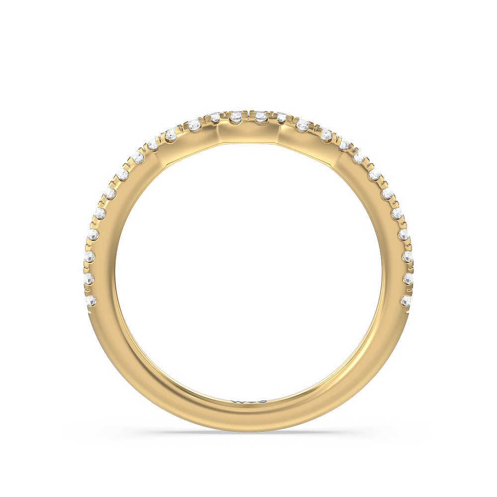 Pear Three Stone Pave Diamond Wedding Band with 18KT Yellow Gold Cut Diamond in 14KT Yellow Gold view 2
