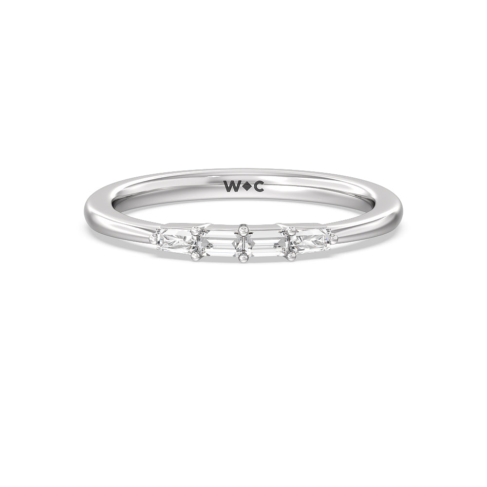 Baguette Side Stone Diamond Wedding Band with Platinum Cut Diamond in 14KT Platinum view 1
