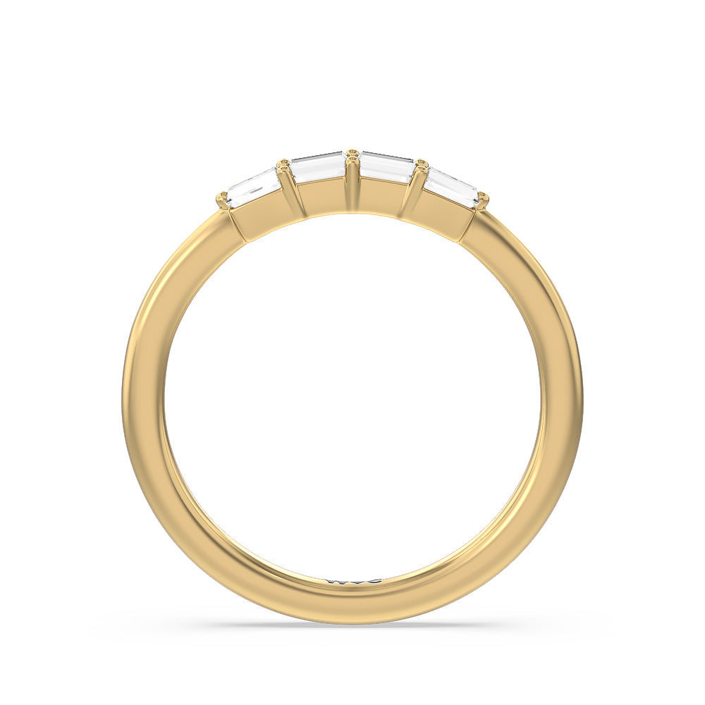 Baguette Side Stone Diamond Wedding Band Size 5.25 with 14KT Yellow Gold Cut Diamond in 14KT Yellow Gold view 2
