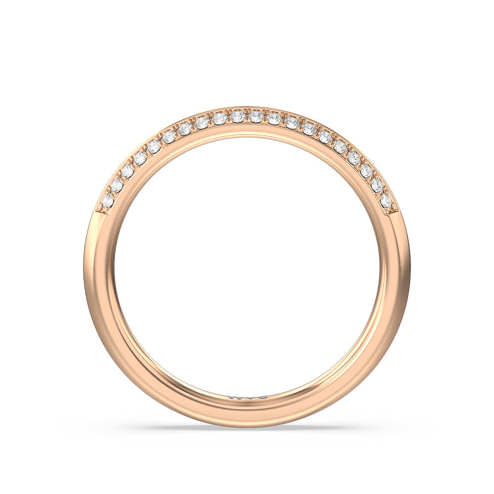 Knife Edge Pave & Side Stone Cathedral Diamond Wedding Band with 18KT Rose Gold Cut Diamond in 14KT Rose Gold view 2

