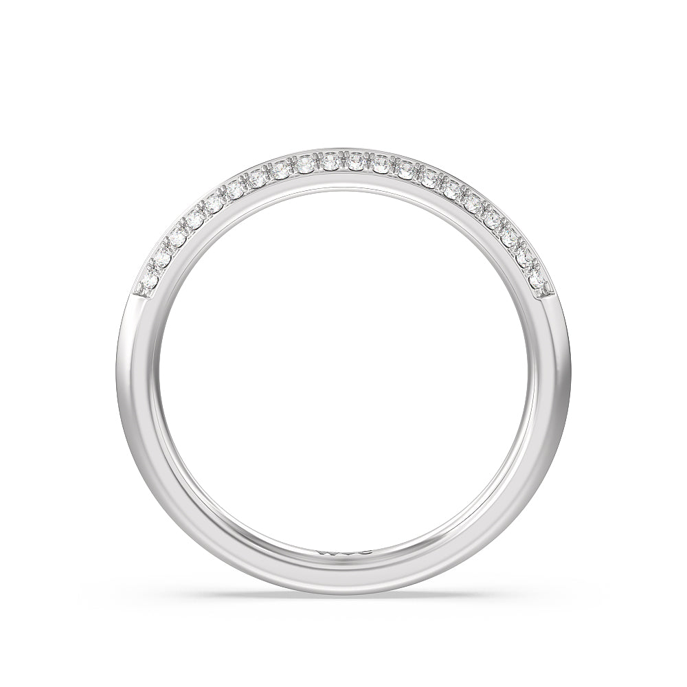 Knife Edge Pave & Side Stone Cathedral Diamond Wedding Band with Platinum Cut Diamond in 14KT Platinum view 2
