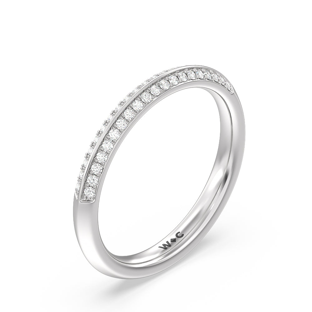 Knife Edge Pave & Side Stone Cathedral Diamond Wedding Band with Platinum Cut Diamond in 14KT Platinum view 4
