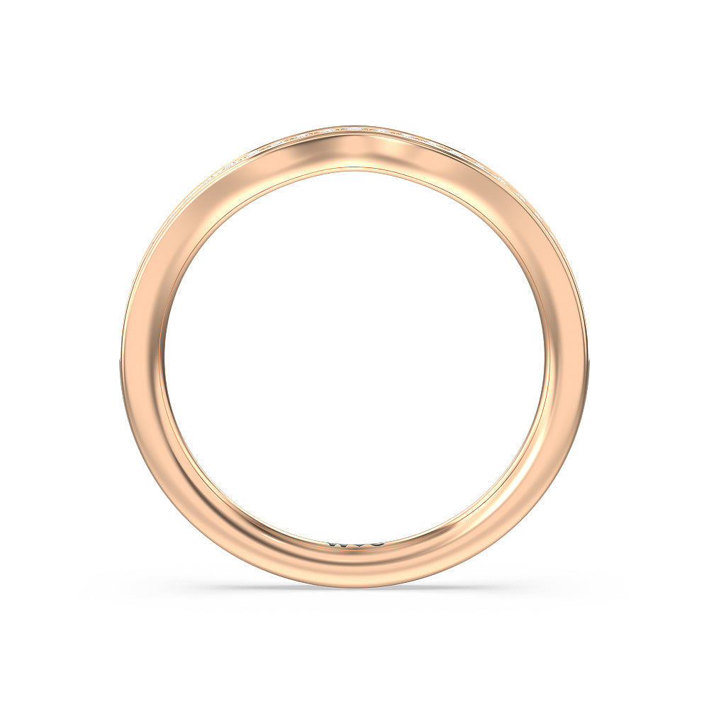 Three-Stone Pave Diamond Wedding Band with 18KT Rose Gold Cut Diamond in 14KT Rose Gold view 2
