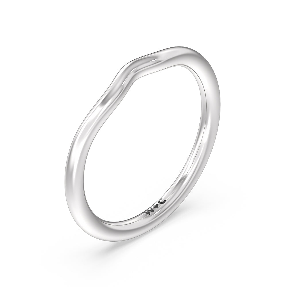 Three-Stone Pave Wedding Band with Platinum Cut Diamond in 14KT Platinum view 4
