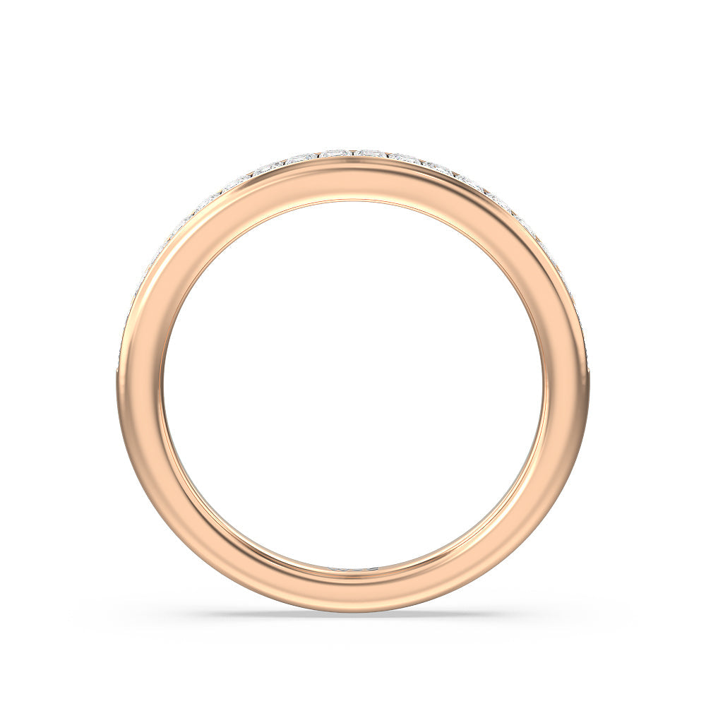 Classy Knot Basket Channel Set Princess Diamond Wedding Band with 18KT Rose Gold Cut Diamond in 14KT Rose Gold view 2
