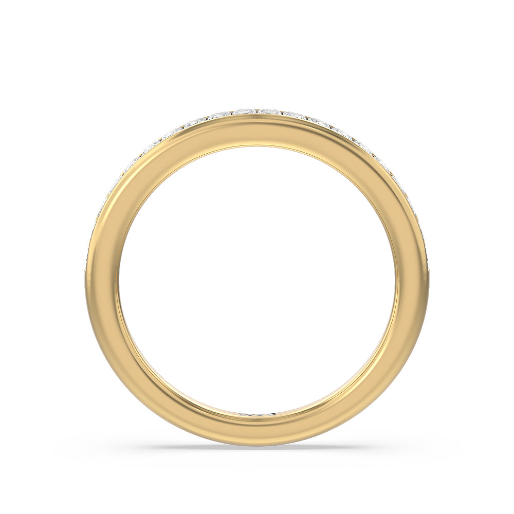 Classy Knot Basket Channel Set Princess Diamond Wedding Band with 18KT Yellow Gold Cut Diamond in 14KT Yellow Gold view 2
