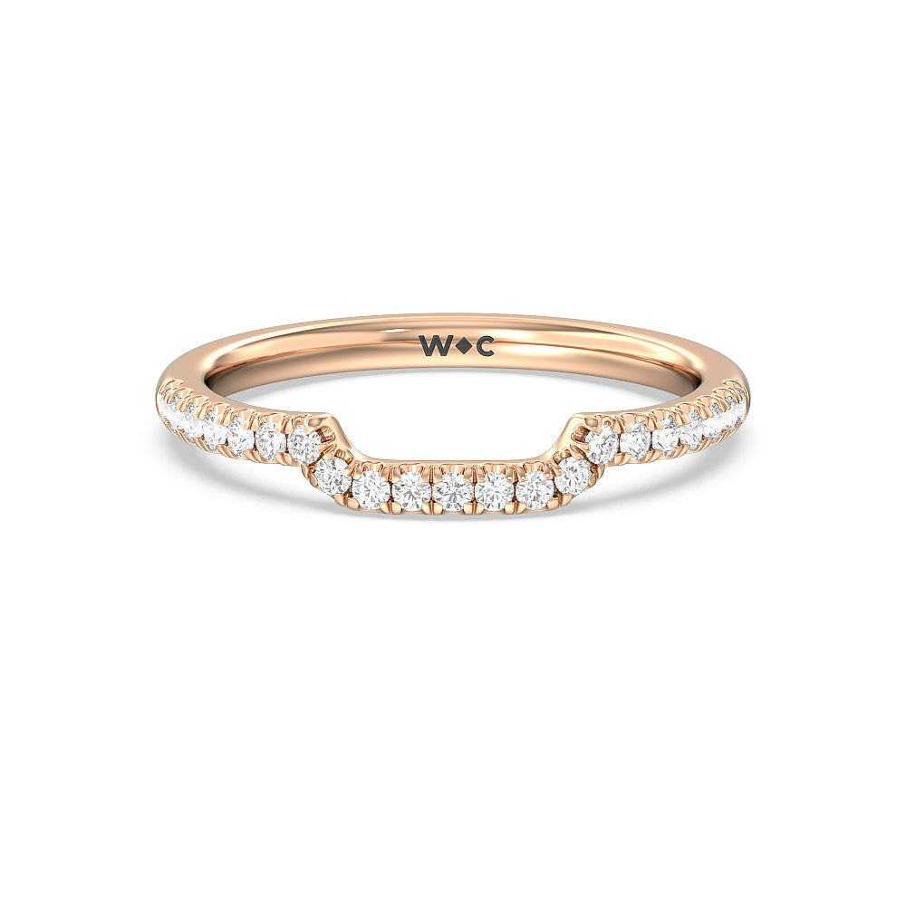 Kite Leaf Side Stone Diamond Wedding Band with 18KT Rose Gold Cut Diamond in 14KT Rose Gold view 1

