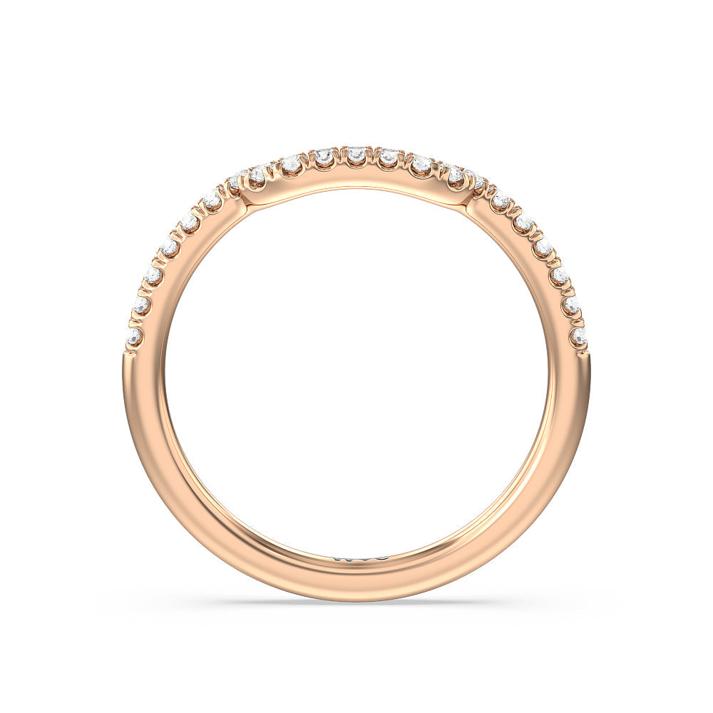 Kite Leaf Side Stone Diamond Wedding Band with 18KT Rose Gold Cut Diamond in 14KT Rose Gold view 2
