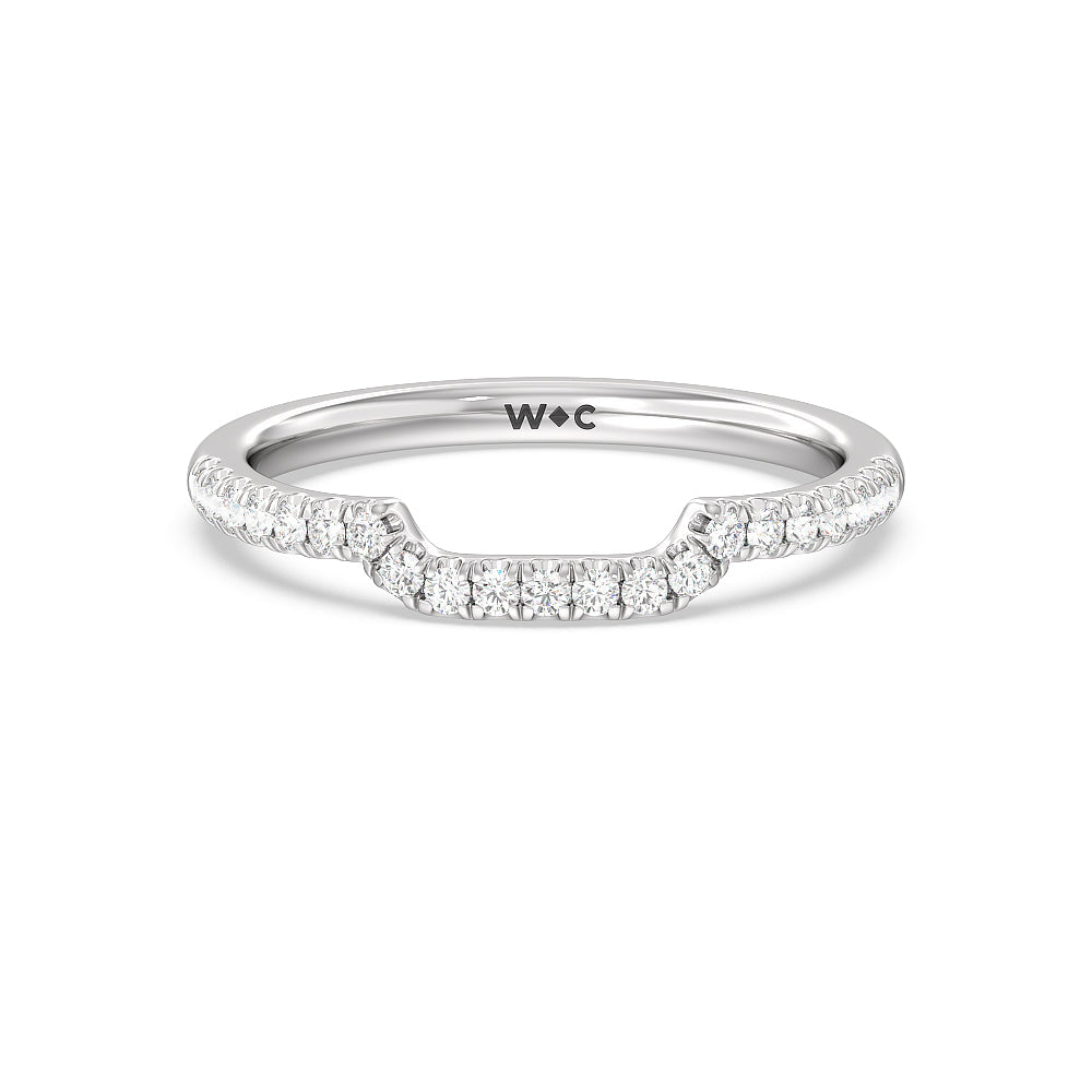 Kite Leaf Side Stone Diamond Wedding Band with Platinum Cut Diamond in 14KT Platinum view 1
