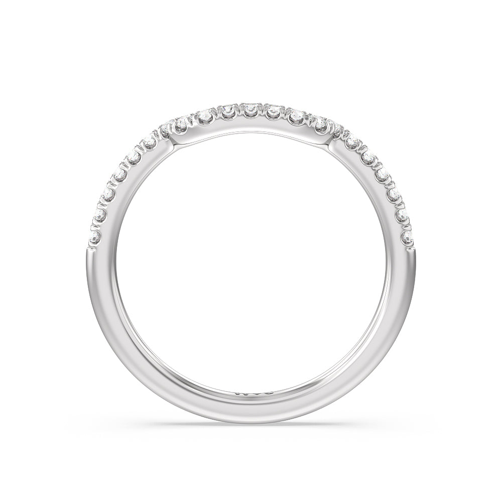 Kite Leaf Side Stone Diamond Wedding Band with Platinum Cut Diamond in 14KT Platinum view 2
