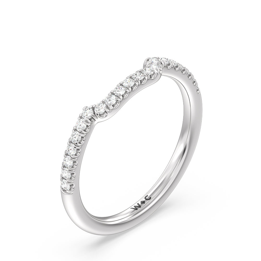 Kite Leaf Side Stone Diamond Wedding Band with Platinum Cut Diamond in 14KT Platinum view 4
