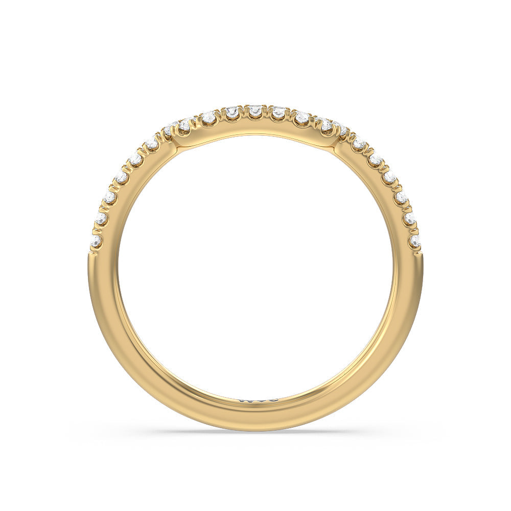 Kite Leaf Side Stone Diamond Wedding Band with 18KT Yellow Gold Cut Diamond in 14KT Yellow Gold view 2
