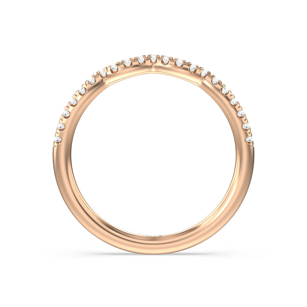 Vintage Six Prong Side Stone Diamond Wedding Band with 18KT Rose Gold Cut Diamond in 14KT Rose Gold view 2
